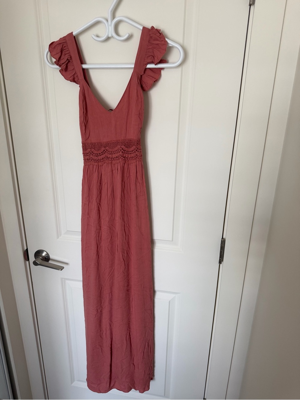 Japna Rose Mauve Ruffled Sleeve Maxi Dress